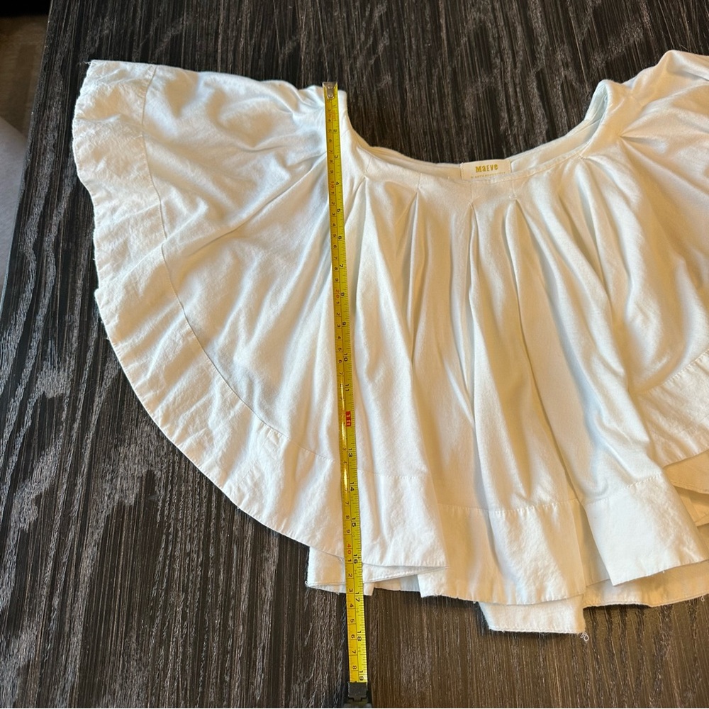 Maeve Anthropologie White Ruffled Swing Blouse, Size XS - Picture 12 of 12